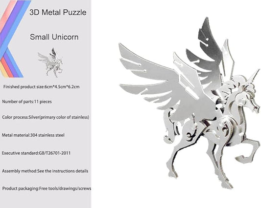 3D Metal Model Kits, Mechanical Small Unicorn 3D Metal Puzzle,Steel Divine Beast Series DIY Animal Brain Teasers Simple 3D Puzzles Home Decor Art Craft Gifts Toys for Adult