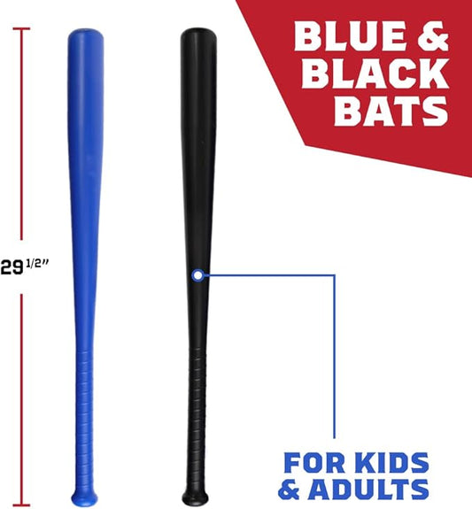 Plymouth Sports Toy Ball and Bat Set for Adults and Kids | Durable Plastic Bat and Ball for Backyard Games and Training