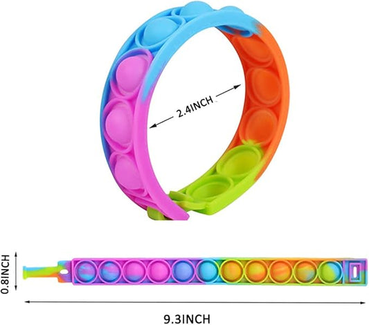 12 Pcs Pop Bracelet Bubble Fidget Sensory Toys for Party Favors, Pop Keychain Bulk for Classroom Prizes, Easter Egg Basket Stuffers Christmas Valentine Gifts for Kids Students