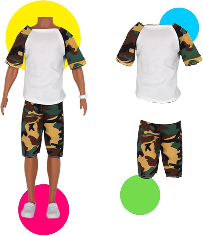 EuTengHao 25Pcs Doll Clothes and Accessories for 12 Inch Boy Dolls Includes 16 Different Wear Clothes Shirt Jeans Pants Shoes for 12'' Boyfriend Doll with Dog,2 Tennis Racket,Violin and Surfboard