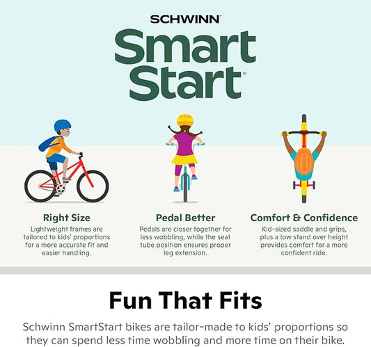 Schwinn Elm and Koen Bike or Balance Bike, 12-18 Inch Bike for Kids Ages 2-13, Black, Blue, Red, Teal, Pink or Purple, SmartStart Ergonomic Design, Adjustable Seat Grows with Child, Training Bicycle