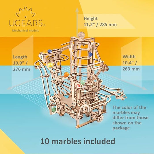 UGEARS Wooden 3D Puzzles for Adults - Wooden Marble Run Spiral Hoist Models for Adults to Build - Advanced Wooden 3D Puzzle Kit - Mechanical Model Wooden Puzzles for Hobbyists - 266 Pcs