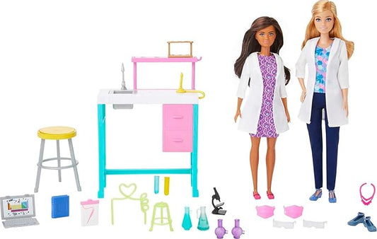 Barbie Careers Playset, Science Lab with 2 Scientist Fashion Dolls, Bench & 10+ Accessories (Amazon Exclusive)
