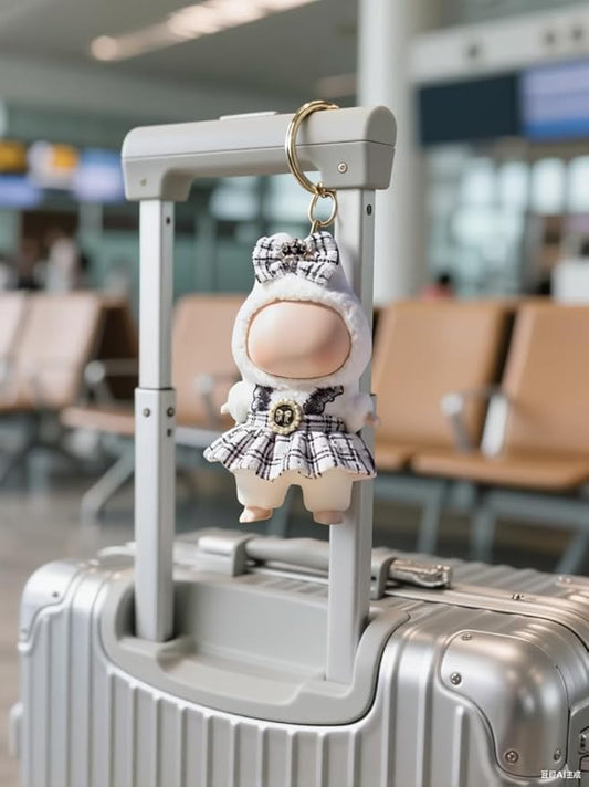 (2-Pack) 17cm Clothes Set, Black Plaid Outfit & Light Pink Plaid Dress, Stylish Dress and Hairpin Set for 17cm Doll Dress Up, Adorable Doll Accessories