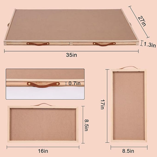 27"×35" Rotating Wooden Puzzle Table with Cover & 6 Drawers, 1500-Piece Lazy Susan Jigsaw Board for Adults, Portable Puzzle Organizer Gift