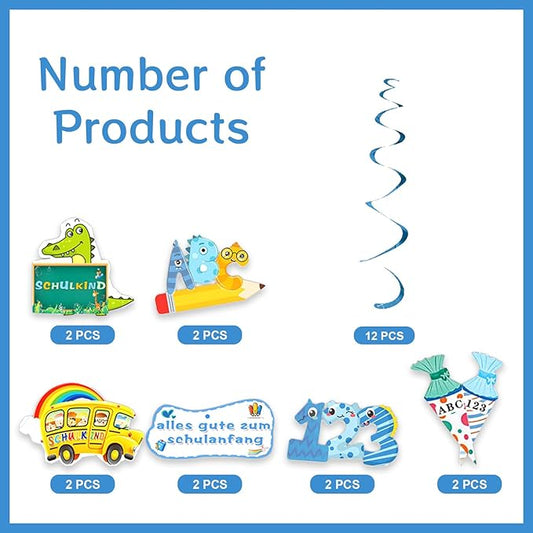 12pcs Back to School Season Hanging Swirl Party Decoration,Dinosaur Party Decoration,Party Swirls,Suitable for Back to School Season Party Decoration Supplies