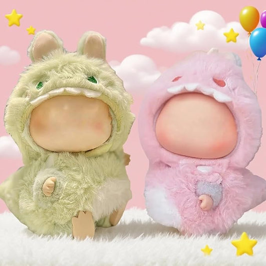 (2-Pack) 17cm Doll Clothes Set, Plush Green Dinosuar and Pink Dinosaur Outfits for 17cm Dolls, Soft and Stylish Dress Up Doll Clothes, Adorable and Cute Clothing with Cozy Texture and Fun Design