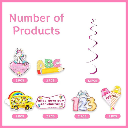 12pcs Back to School Season Hanging Swirl Party Decoration,Unicorn Party Decoration,Party Swirls,Suitable for Back to School Season Party Decoration Supplies
