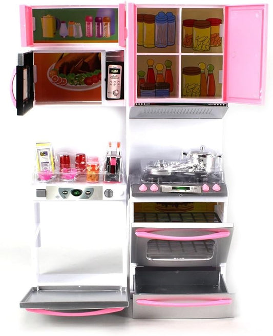 'Deluxe Modern Kitchen' Battery Operated Toy Kitchen Playset, Perfect for Use with 11.5" Tall Dolls