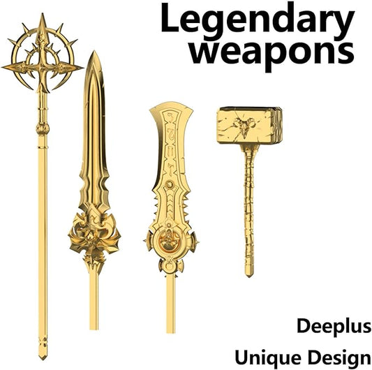 (Assembly Completed) 3D Printed T13 Titan 13 Action Figure 5.54-inch Dummy Lucky 13 Action Figure with 9 Types of Weapons and 5 Types of Hands, (Golden)