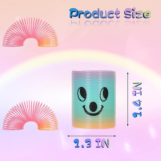 Mini Spring Rainbow Coil Party Favors for Kids, Mini Plastic Coil Spring Toy for Easter Egg Filler Party Favor Carnival Prize Birthday Goodie Bag Stuffers (Style A, 30)