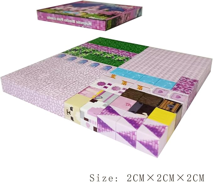 Pink Magnetic Building Blocks Magnetic Building Tiles Toys for Boys Girls Age 3+,Creative Plastic Magnet Square Gift for Kids 100PCS