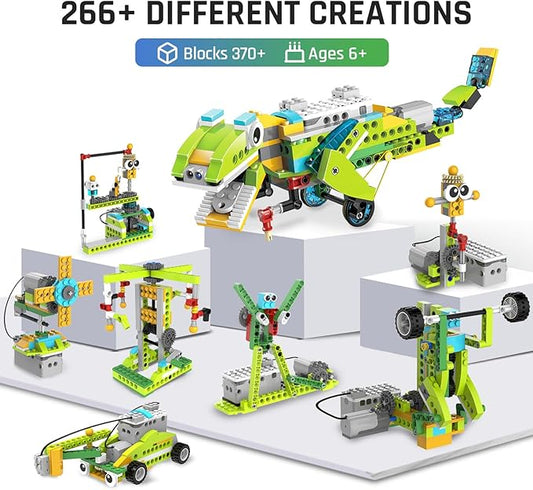 makerzoid Coding Robot Toy for Kids 6+, 100+ in 1 APP Control Robots Building Toys, Programmable Scratch Coding Kit with 23 Video Courses,Birthday Children's Day Gift for Kids (370 Blocks)