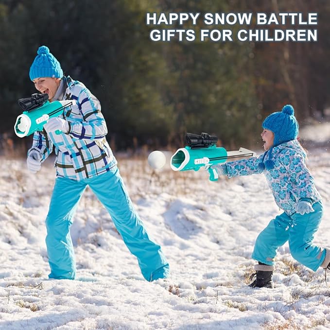 Snowball Maker Kit - 9 Pcs Winter Toys with Snowball Blaster Gun, 2 Duck Shaped Clips, Launcher and Carry Bag - Outdoor Snow Fight Toys for Kids and Adults