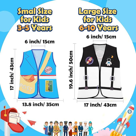 Geyoga 10 Pcs Kids Community Helper Dress Up Vest Career Cosplay Cloth Toddlers Occupation Pretend Play Costume (3-5 Years)