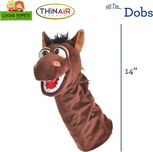 Living Puppets - Dobs The 14-Inch Horse, Plush Hand Puppet for Boys and Girls, Pony