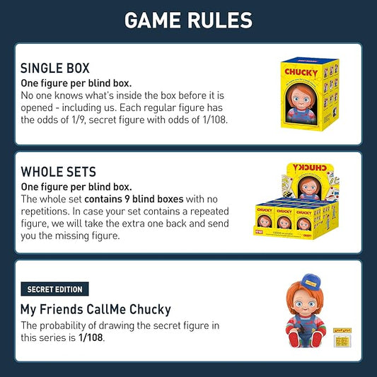 POP MART Chucky Franchise Series Blind Box Figures, Collectible Toys Spooky Home Decorations, Holiday for Girls and Boys, Whole Set
