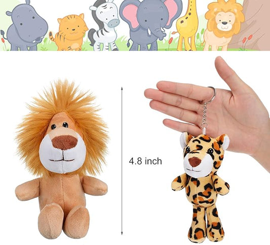 Sumind 12 Pieces Mini Stuffed Forest Animals Jungle Animal Plush Toys 4.8 Inch Cute Elephant Lion Giraffe Tiger Plush for Animal Themed Parties Achievement(Standing)