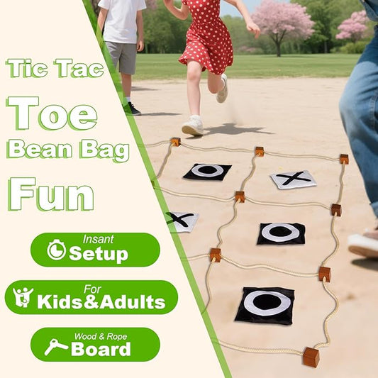 Giant Tic Tac Toe Outdoor Games, Bean Bag Toss for Kids and Adults, 4Ft x 4Ft, Large Backyard Family Game, No Assembly, Indoor Outdoor Play, Portable Giant Lawn Games, Instant Setup