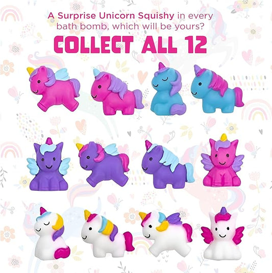 Unicorn Bath Bombs for Girls with Surprise Toys Inside (6 Pack) - Large Bubble Bomb for Kids, Gentle and Safe, Made in USA, Fizzies, Fruity Scents, Won't Stain Tub - Ideal Gift by Two Sisters