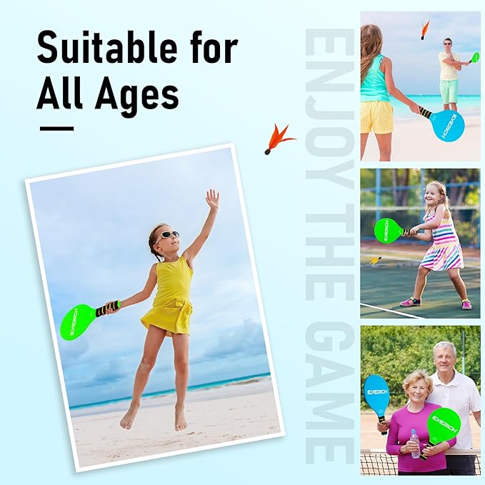 EVERICH Toss and Catch Ball Set & Paddle Ball, Outdoor Games for Kids Toys, Christmas Family Games, Beach Pool Camping Yard Game Outside Toys, Gifts for Boys Girls 3 4 5 6 7 8 9 10 11 12+ Years Old