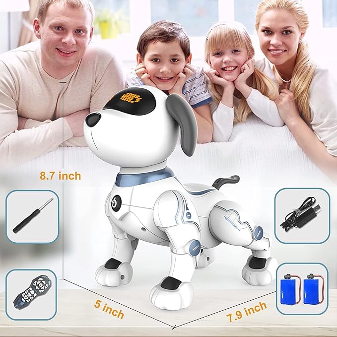 okk Robot Dog for Kids, Remote Control Programmable Robot Toy Dog, Smart Dancing Walking Puppy, Interactive Voice Control Toys, Electronic Pets Gift for Boys Girls