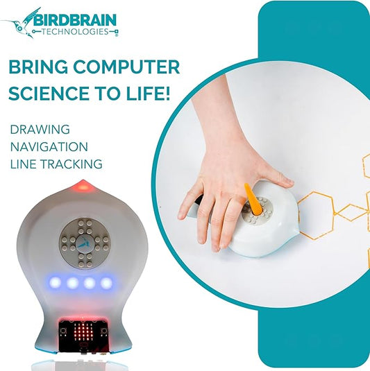 BirdBrain Finch Robot 2.0 with Microbit - STEM Coding Robot Toy for Kids & Adults - Learn Python & 8 Coding Languages - Programmable Robotics Kit - Remote Control & App Controlled | Ages 5-16