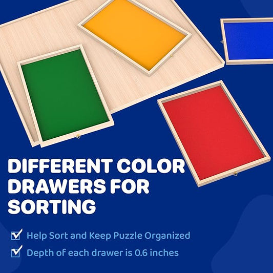 Rotatable 360-Degree Wheels Puzzle Board with Drawers and Cover 1000 Pieces Lightweight Portable Wooden Puzzle Table for Adults Size 30" x 22"