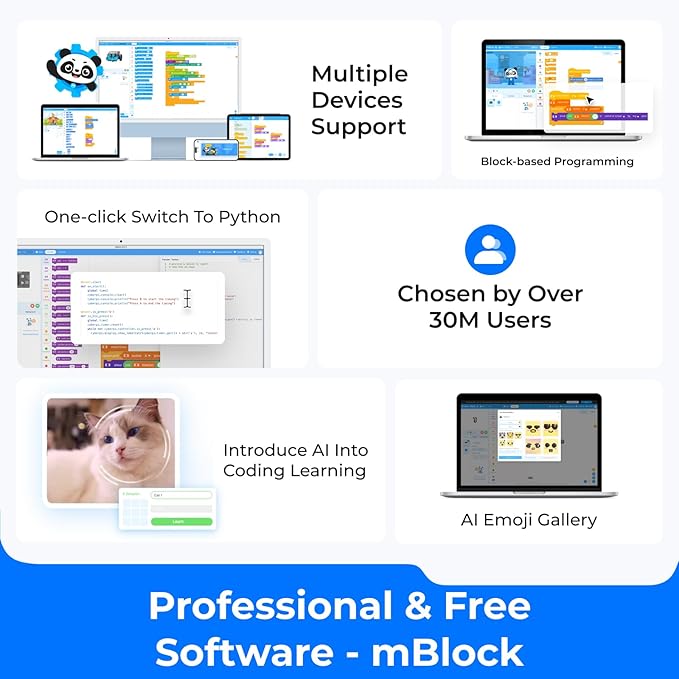 Makeblock mBot2 Rover Emo Robot Programming for Kids, Interactive Robotics Kit Learning and Outdoor Play, Remote Control Coding for Kids 8-12 and up, STEM Educational Building Toys Gifts