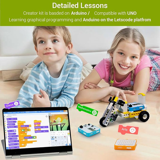 Programming Learning Kit, Coding and Graphical Programming, 12-in-1 STEM Kits, Educational Science Experiment Set, Coding Block Sensor Module, Crowbits Creator Kit
