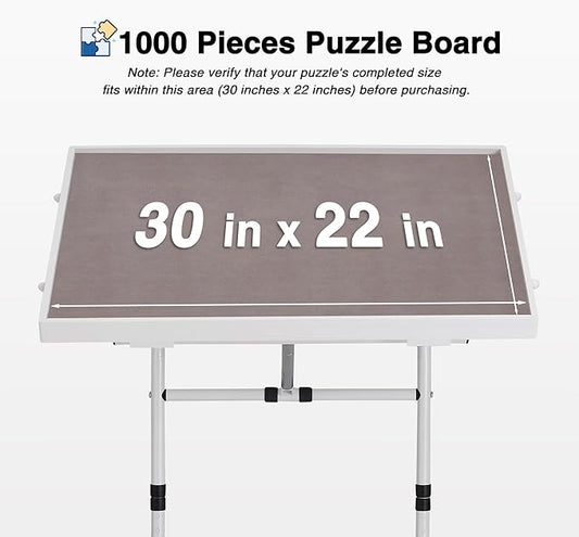 1000 Piece Jigsaw Puzzle Board Table with Drawers and Cover for Adults, Puzzle Board with Adjustable Angle and Height, Movable Puzzle Table with Legs, 30''x22'' Board with Storage