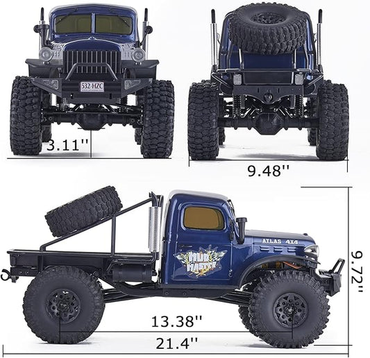 BEEZRC RocHobby 1/10 Scale Atlas 4WD 2.4GHz RC Crawler Offroad Truck Hobby Grade Remote Control Car with Vehicle Transmitter for Adults (Blue)