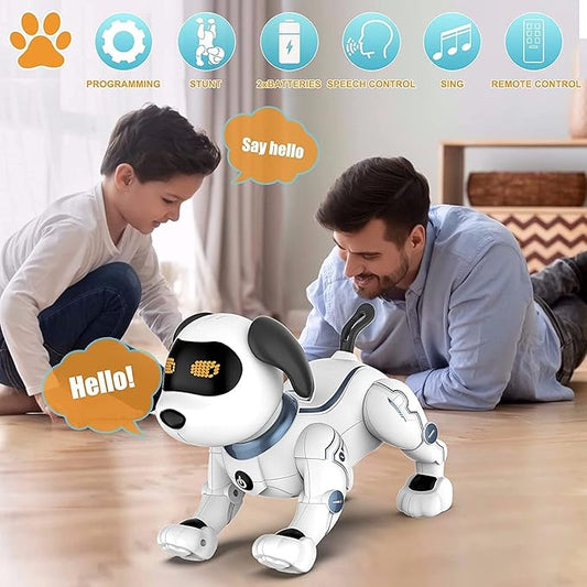 okk Robot Dog for Kids, Remote Control Programmable Robot Toy Dog, Smart Dancing Walking Puppy, Interactive Voice Control Toys, Electronic Pets Gift for Boys Girls