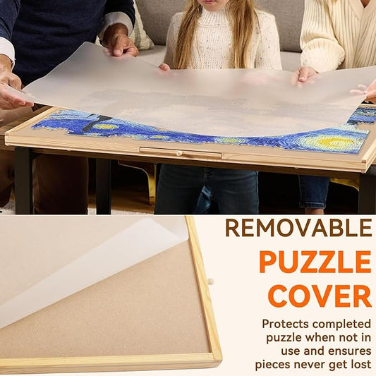 1000 Pieces Rotating Puzzle Board with Drawers and Cover,30"x22.44" Portable Wooden Jigsaw Puzzle Table with 6 Drawers, Portable Board with Lazy Susan Spinning Cover for Adults