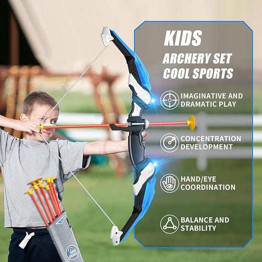 2 Pack Bow and Arrow for Kids 4-8 8-12, Kids Archery Set Toys with Light-up LED Includes 32 Suction Cup Arrows, Bow and Arrow Sets Outdoor Toys Gifts for 5 6 7 8 9 10 11 12 Year Old Boys