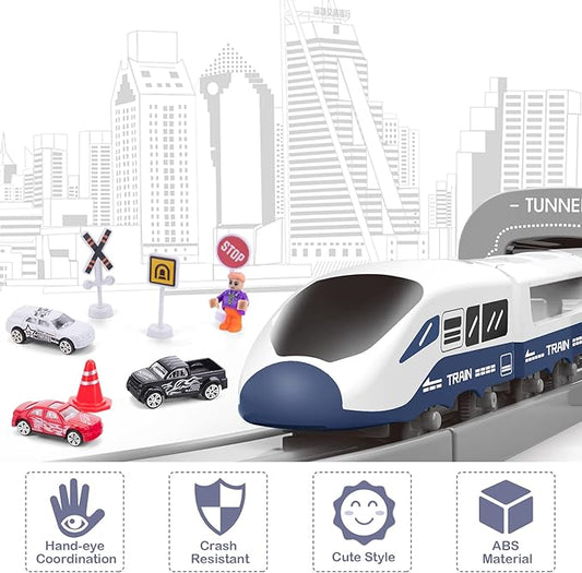 Train Sets for Boys 4-7, Battery Operated Train Set with Tracks(Magnetic Connection), Compatible with Thomas, Brio, Chuggington, Gifts for 3 4 5 6 Years Old (City)