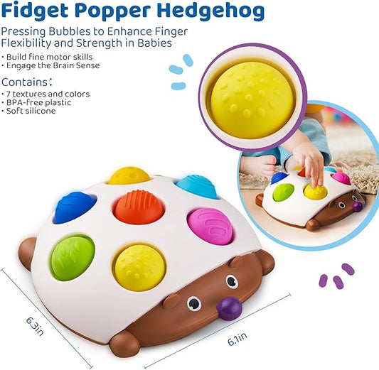 LiKee Fidget Popper Sensory Baby Toys for 10+ Months, Christmas Stocking Stuffers Push and Popping Busy Board, Montessori Toys for 1+ Years Old, Airplane Car Travel Toy for Toddlers 1-3 Stress Relief