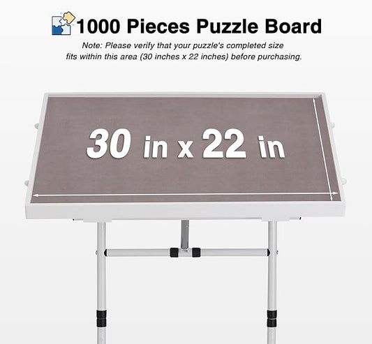 1000 Piece Jigsaw Puzzle Board Table with Drawers and Cover, Puzzle Board with Adjustable Angle and Height, Movable Puzzle Table with Legs for Adults, 30''x22'' Board with Storage, 4 Wheels