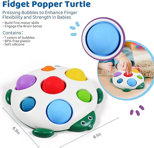 LiKee Fidget Popper Sensory Baby Toys for 10+ Months, Christmas Stocking Stuffers Push and Popping Busy Board, Montessori Toys for 1+ Years Old, Airplane Car Travel Toy for Toddlers 1-3 Stress Relief