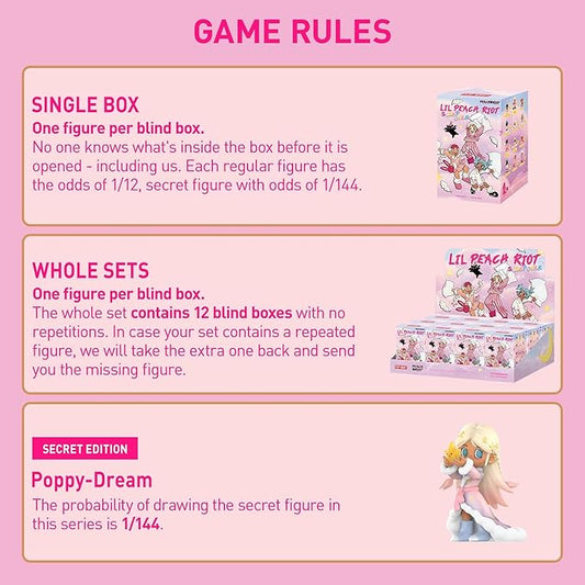 POP MART Lil Peach Riot Sleepover Series Blind Box Figures, Random Design Action Figures Collectible Toys Home Decorations, Holiday Birthday Gifts for Girls and Boys, Whole Set