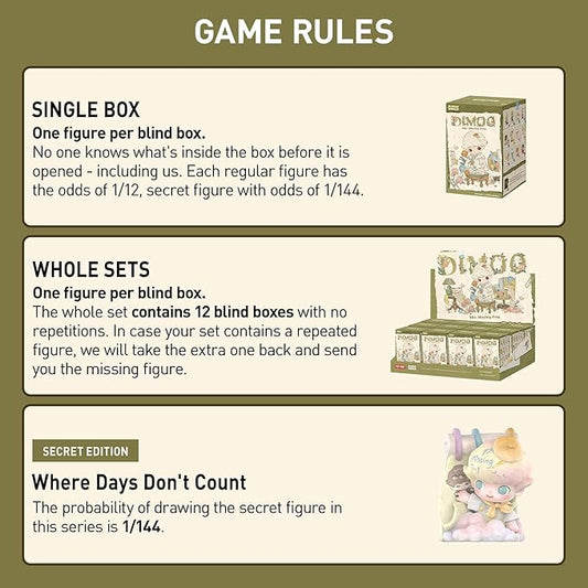 POP MART DIMOO The Missing Day Series Blind Box Figures, Collectible Toys Home Decorations, Holiday Birthday Gifts for Girls and Boys, Single Box