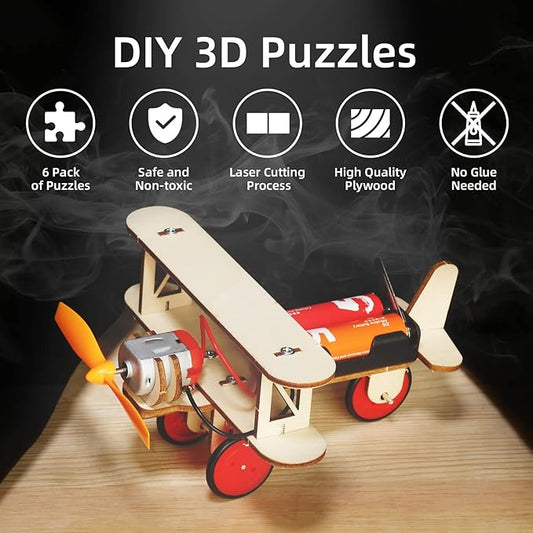 STEM Kits for Kids Age 8-10 10-12, 6 Set Wood Building Projects Crafts Science Model Car Kits for Kids Age 8-12, Wooden 3D Puzzles, STEM Toys for Boys 7 8 9 10 12 13 Year Old Birthday Gifts