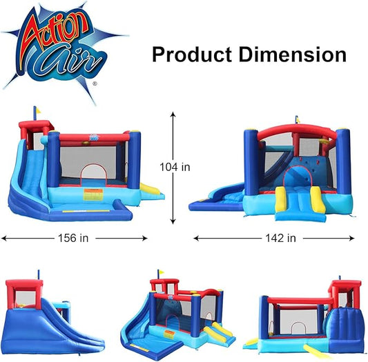 Action Air Bounce House - Inflatable Bouncing House with Blower for Indoor & Outdoor - Jump Bouncy Castle with Slide - Big Bouncy Area, Love for Kids
