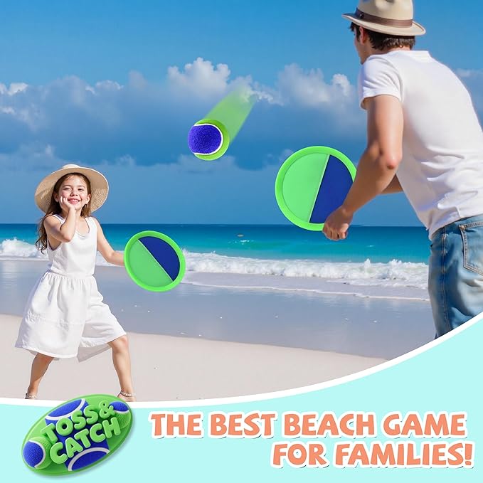 Toss and Catch Ball Set Beach Toys for Kids Outdoor Toys and Yard Games for Boys and Girls Improves Focus Great for Exercise Fun Easter Christmas Birthday Gift Idea - 8 inch