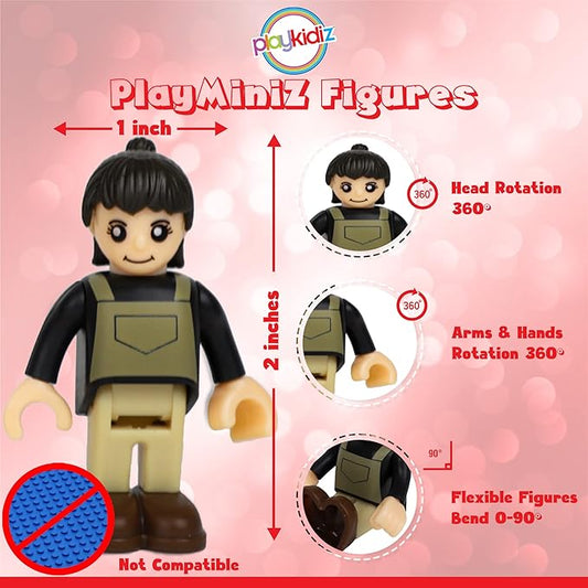 12 Toy Action Figures & Accessories, 2 Inch Play People Construction and Community Worker Figurines - Pretend Play Toys for Kids 3+ (28Pcs)