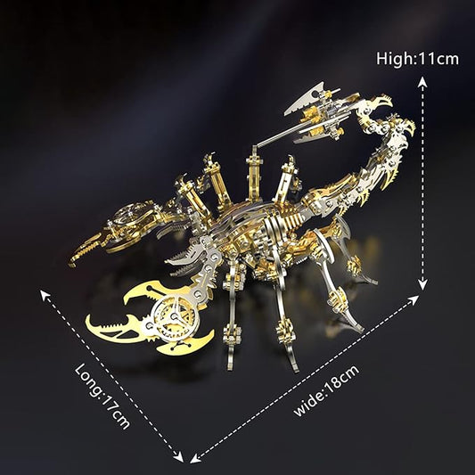 3D Metal Model Kits, Mechanical Scorpion King Gold 3D Metal Puzzle,Steel Warcraft Collection DIY Animal Brain Teasers Simple 3D Puzzles