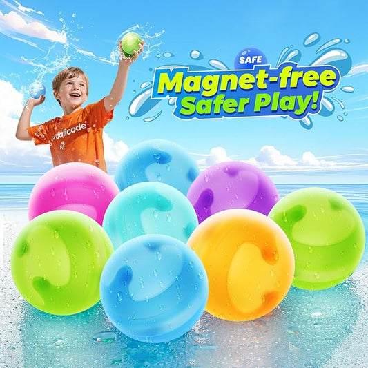 Reusable Water Balloons for Kids - No Magnets, Leak-Resistant Silicone Splash Balls, Quick-Fill & Long-Lasting - Durable Outdoor Water Toys for Summer Pool Party, Backyard Water Games
