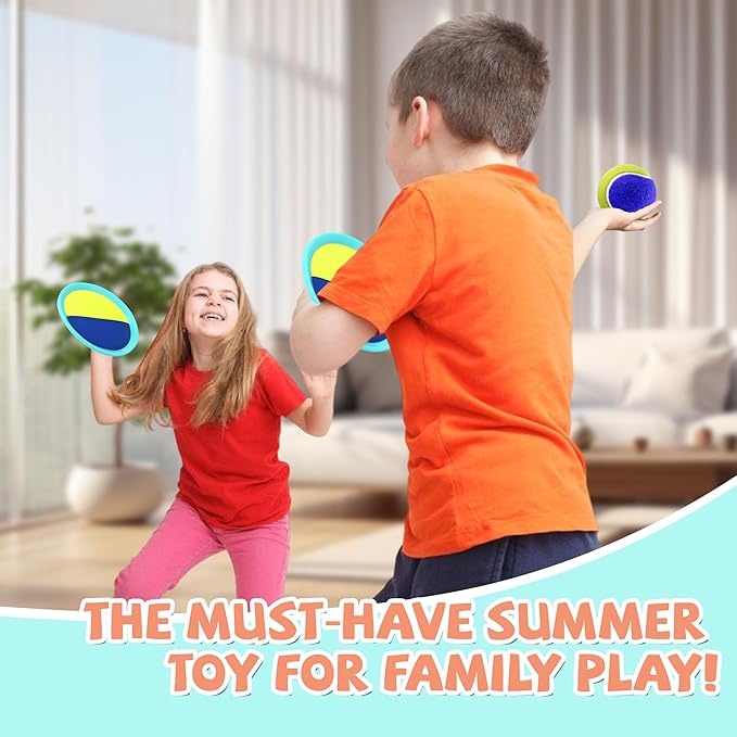 Toss and Catch Ball Set Beach Toys for Kids Outdoor Toys and Yard Games for Boys and Girls Improves Focus Great for Exercise Fun Easter Christmas Birthday Gift Idea - 8 inch