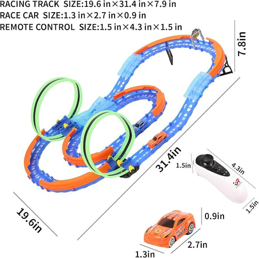 Slot Car Race Track Set with 2 High-Speed Cars,Racing Game with 2 Controllers, Electric Remote Control Track Car, Learning Toy for Boys and Girls Ages 3-12, Gift for Kids(Medium)