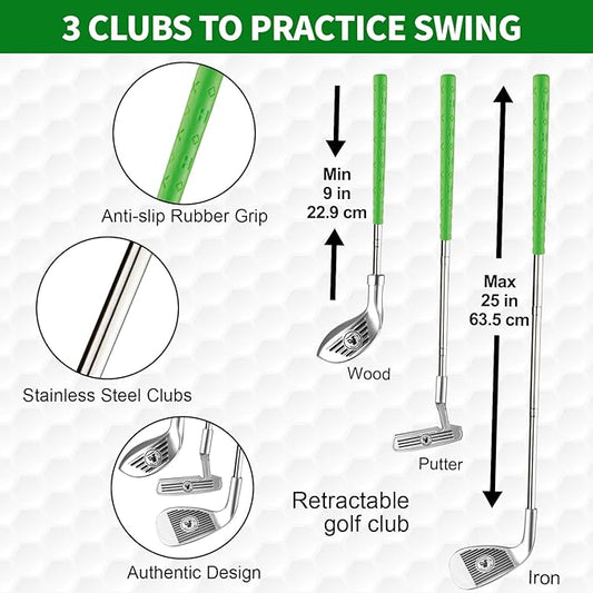 Toddler Golf Set for Boys Girls 3 4 5 6, Retractable Kids Golf Clubs with Cornhole Board & Putting Mat, Outdoor Indoor Sports Training Christmas Toy for Birthday Gifts